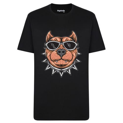Bigdude Dog Print T-Shirt Black